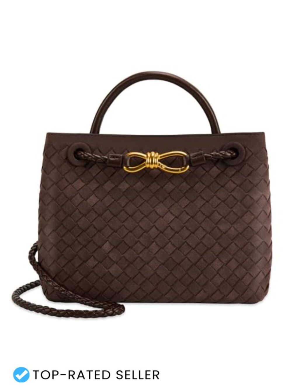 Leather Woven Top Handle Tote Bag Shoulder Handbag for Women